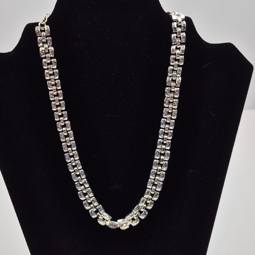 Napier Silver-Tone Chain Necklace‎ Unisex 17" Rectangular Link Statement NOS